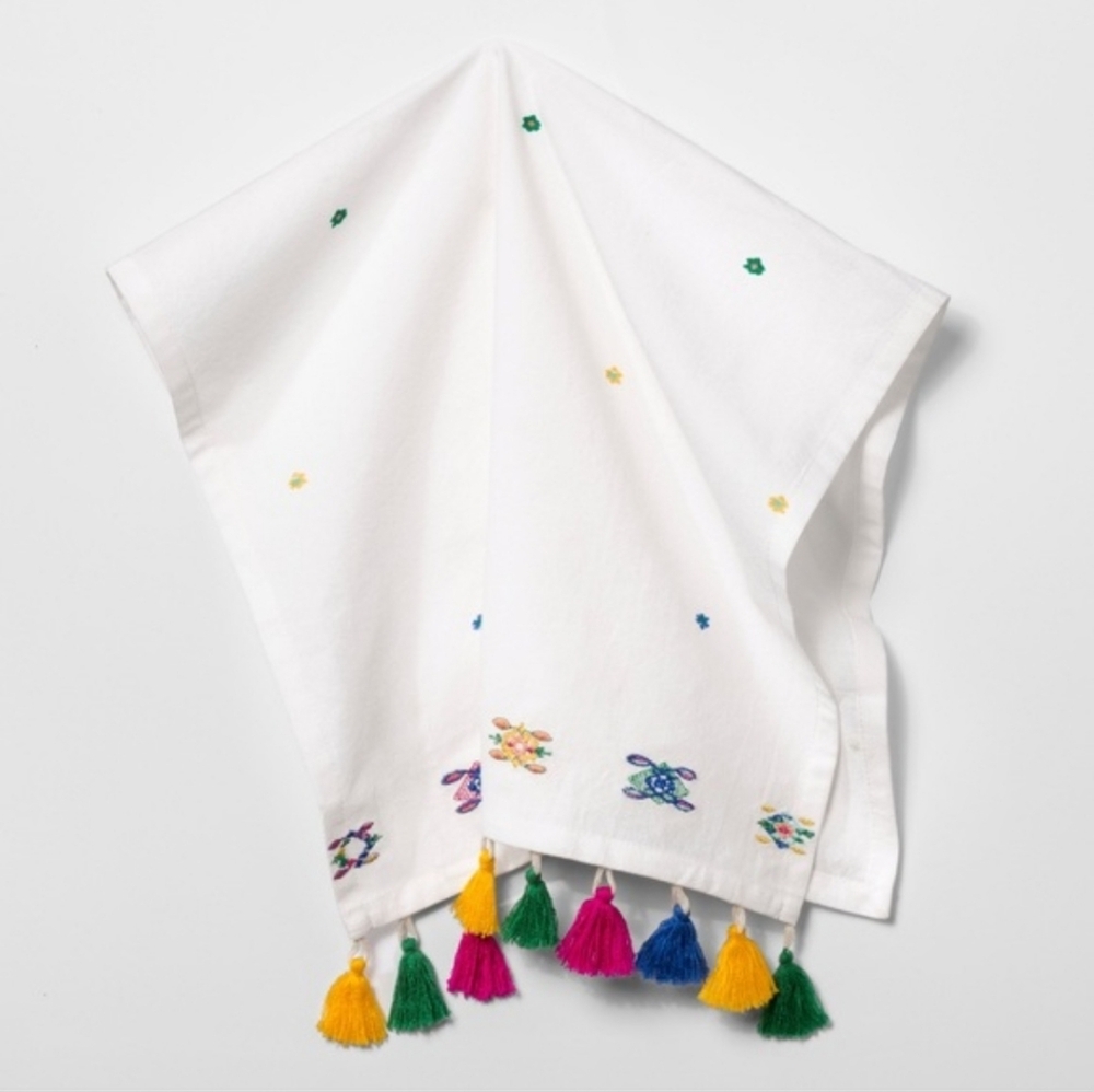 OPALHOUSE  Embroidered w/ Tassels Kitchen Towel